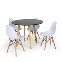 Conjunto Mesa De Jantar Laura 100cm Preta Com 4 Cadeiras Charles Eames