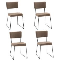 Kit Quatro Cadeiras Roma Aço Preto - Ooca Móveis