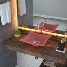 Cuba de Apoio para Banheiro L34 Lux Quadrada Folha Compace Rosa