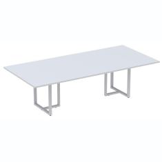Mesa De Reunião Retangular 200 X 90 Cm Pé Tub Pe25 Em Mdp Cinza Base Cinza