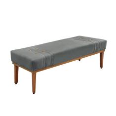Divã Recamier Retrô Base Madeira para Quarto Gênova 140cm Veludo Cinza S04 - D`Rossi