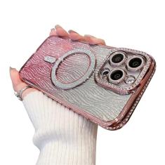 Uioeua Capa para iPhone 13 Pro Max Magsafe, capa luxuosa com glitter brilhante diamante strass com protetor de câmera para mulheres, homens e meninas, capa de silicone à prova de choque para iPhone 13