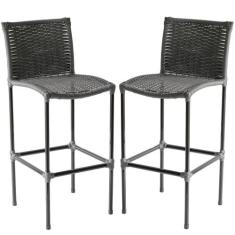 Kit 2 Banquetas Havaí em Fibra Sintética Artesanal  para Bar, Balcão, 