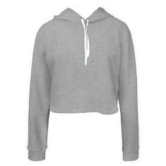 Moletom Feminino Ragor Cropped Liso Capuz Inverno Casaco, P, Cinza