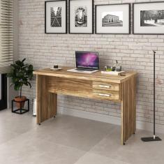 Mesa Escrivaninha De Escritório 1,20m Tampo 30mm C-02gavetas Carvalho