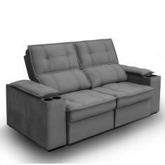 Sofá Beirut 3 Lugares Retrátil E Reclinável Solar Cinza