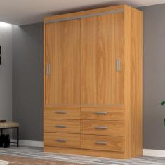 Guarda Roupa Solteiro 2 Portas de Correr 6 Gavetas Veneza Evidência