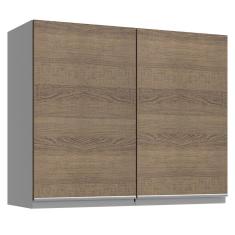 Armário Aéreo Madesa Glamy 80 cm 2 Portas - Branco/Rustic