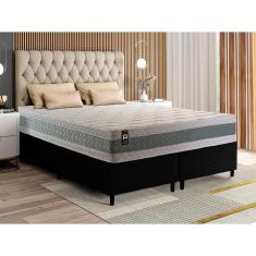 Conjunto Cama Box Espuma Oxford Verde Queen 158x198x67