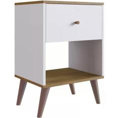 Mesa De Cabeceira 01 Gaveta Re001 Branco Mel Pp Milani Store