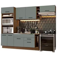 Cozinha Completa Madesa Agata 290002 com Armário e Balcão (sem Tampo e Pia) - Rustic/cinza