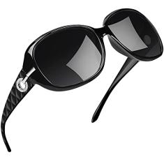 Óculos de Sol Feminino, Joopin Óculos de Sol Polarizado Proteção UV, Óculos Escuros para Mulheres, Óculos Escuros Borboleta. Óculos de Sol Brilhantes de Rhinestone(Retro Preto)