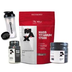 Hipercalórico Mass Titanium 3Kg+ Creatina 150G+ Bcaa 100Cap - Max Tita