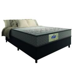 Cama Box Casal Colchão Molas Flora Gazin Cinza/Branco 138x188x60cm - S