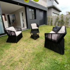 Conjunto de Sofá em Corda Náutica Bambu - 1 Sofá 2l + 2 Poltronas + 1 