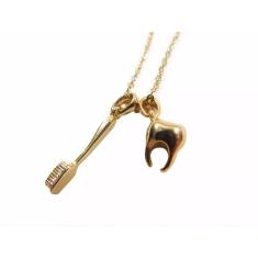 Colar Cordão Dentista Odontologia Folheado A Ouro 18k