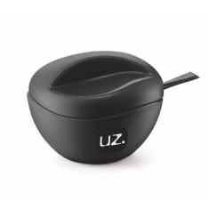 Açucareiro Plástico Para Servir Com Colher e Tampa Uz, Preto