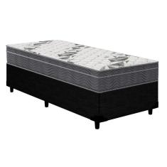 Cama Box Solteiro: Colchão Espuma Ortobom D33/EP Airtech 100 + Base CRC Linhão Black(88x188)