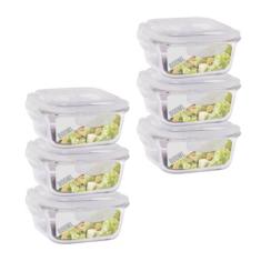 Conjunto 6 Potes Vidro Hermético Marmita Tampa Vedação 800ml - QUALITY