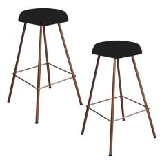 Kit 02 Banqueta Alta Lari Eiffel HexágonoPreto