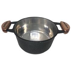 Panela Caçarola Alumínio Alça Madeira Meia Lua 14 cm Diâmetro 0,9 Litro Sem Tampa