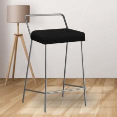 Banqueta Alta Com Encosto Donna Bistrô Preto