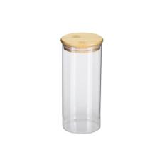 Oikos - Pote de Vidro 800ml com Tampa de Bambu Hermético Quadrado Flat