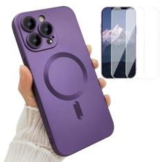 ankofave Capa magnética para iPhone 12 Pro Max para mulheres, [compatível com MagSafe] Design metálico macio fosco com protetores de lente e 2 protetores de tela para iPhone 12 Pro Max 6,7 polegadas -