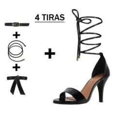 Sandália Troca Tira Salto Alto Fino Luiza Sobreira Verniz Preto-Feminino