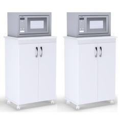 Kit 2 Balcões Multiuso Vitória 2 Portas Branco - Ajl Móveis
