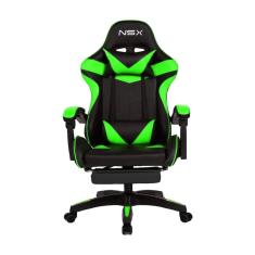 Cadeira Gamer Giratória Nsx Reclinável Estofado Verde Couro