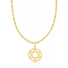 Colar Cordão Gargantilha Estrela De Davi Folheado - Milena Folheados