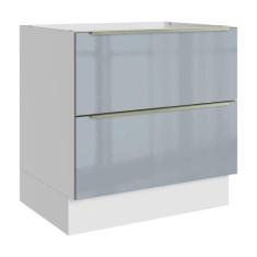 Balcão Madesa Lux 80 cm 2 Gavetas - Branco/Cinza, Branco/Cinza
