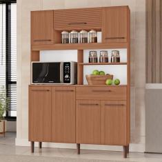 Armário de Cozinha Icaraí 100% MDF Tuboarte 7 Portas e 1 Gaveta, Freij