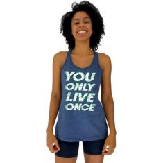 Regata Feminina Recorte Nadador MXD Conceito You Only Live Once, Azul 