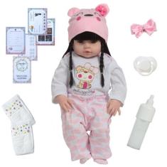 Boneca Reborn Realista Valentina Morena Enxoval 13 Itens - Cegonha Reb