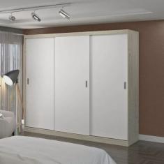 Guarda Roupa Casal 3 Portas de Correr 4 Gavetas 1902 Foscarini Marfim Areia/Branco