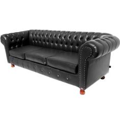 Sofá Chesterfield Luiz xv 2,30 Corano Preto sala de estar/recepção/ barbearia