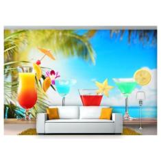 Papel De Parede Drinks Bebidas Praia Verão 3D Al114 - Você Decora