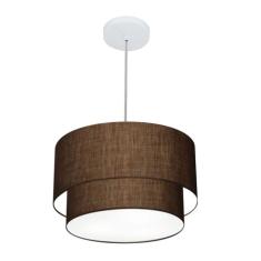 Lustres Pendentes Duplo Cilíndrico Vivare Md-4354 Cúpula em Tecido 45x40cm - Bivolt