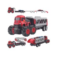 Caminhão Cegonha Fricção Pista Lançador Carrinhos Dobrável