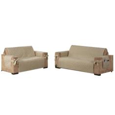 Kit Jogo Capa Protetor Sofá 2 E 3 Lugares King Laço Creme - Beatriz En