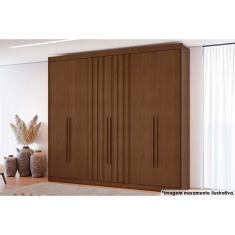 Guarda Roupa Casal Grécia 6 Portas de Bater 8 Gavetas MDF Cacau Conquista Móveis