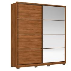 Guarda Roupa Casal Belga 2 Portas de Correr 3 Gavetas com Espelho Nogueira Touch Demóbile Demartêz