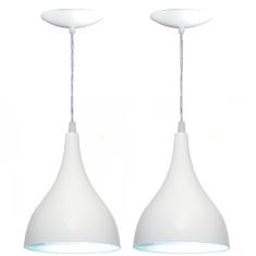 Kit 02 Lustres Pendente Gota em Alumínio - Cor Branca