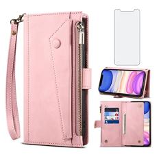 Capa de telefone para iPhone XR 6.1 capa carteira com protetor de tela de vidro temperado e alça transversal de ombro flip zíper suporte para cartão iPhoneXR iPhone10R i Phonex 10XR 10R RX CR