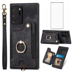 Capa de telefone para Samsung Galaxy Note 20 Ultra 5G Capa carteira com protetor de tela e alça de pulso RFID suporte para cartão Note20 Plus Notes 20Ultra Note20+ U + 20+ Twenty Not S20 Mulheres