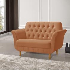 Namoradeira Pés Palito em Madeira Playa 2 Lugares Veludo Terracota