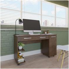 Mesa Para Computador Makalu 1 Porta 2 Gavetas Amendoa Wood