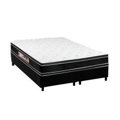 Cama Box Queen: Colchão Espuma Castor D33 Black e White Double Face + Base crc Suede Black(158x198)